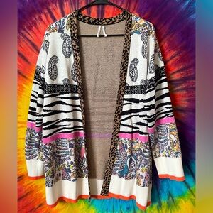 Anthropologie Paisley & Animal Print Cardigan Sweater XS